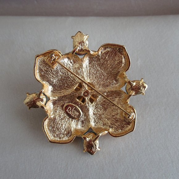 VTG JOAN RIVERS Gripoix Style JELLY MALTESE PIN BROOCH Gold Plated 2" - Picture 4 of 7